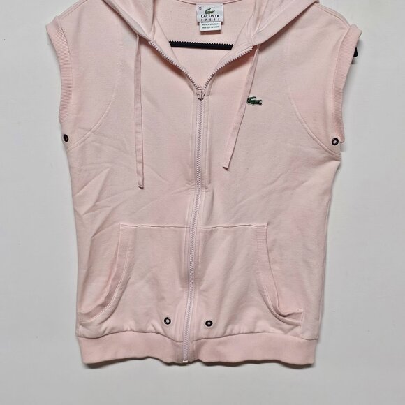 Lacoste Sport Hooded Fleece Pink Vest 40/Med - Picture 2 of 6